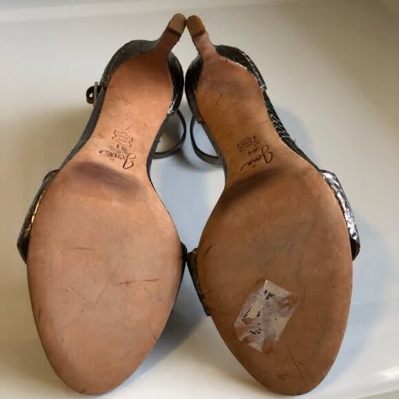 New JOIE Jaclyn Metallic Snakeskin Leather Stiletto Heel Sandal 9.5 MSRP $295 - Picture 7 of 7